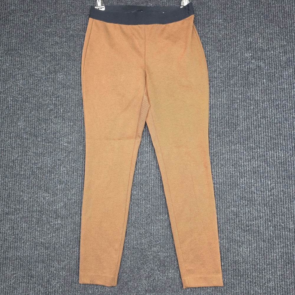 Talbots Womens 2P Petite Brown Textured Stretch Pull On Leggings Slim Pants